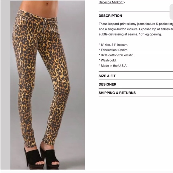 REBECCA MINKOFF Leopard Print Skinny Jeans Denim - Picture 7 of 8